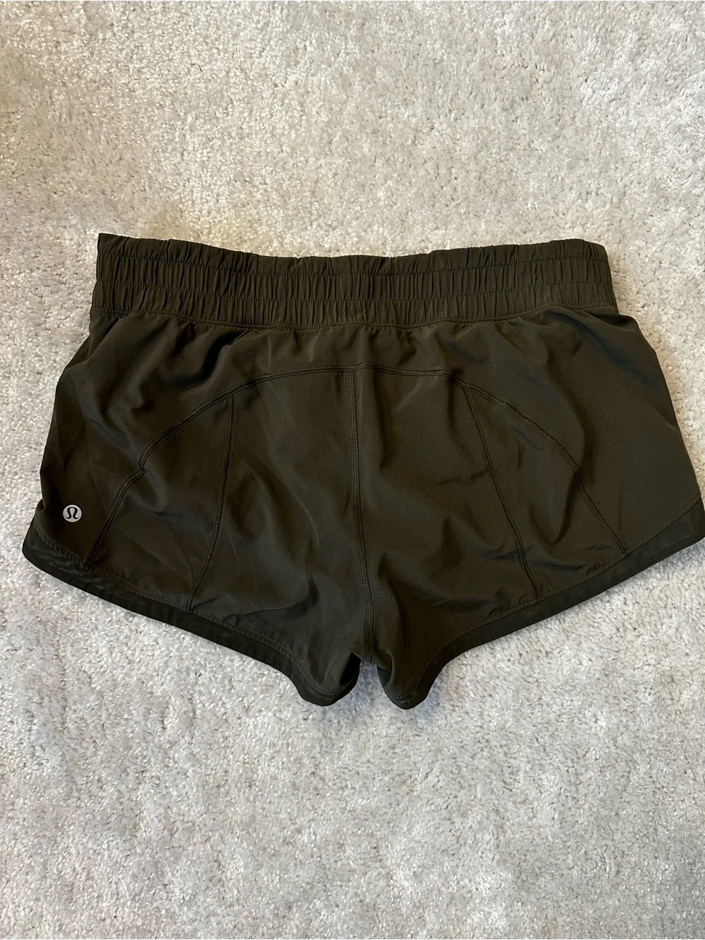 lululemon athletica Dark Olive Women's Athletic Shorts with Reflective Trim
